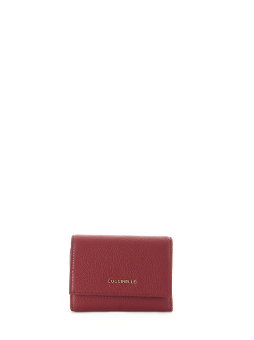Coccinelle METALLIC SOFT portafoglio small in pelle da donna ribes