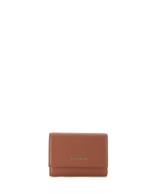 Coccinelle METALLIC SOFT portafoglio small in pelle da donna cognac