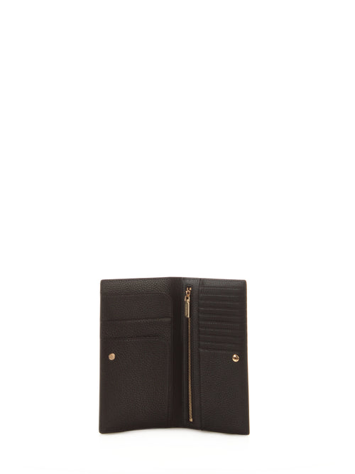 Coccinelle METALLIC SOFT portafoglio con porta documenti in pelle da donna noir