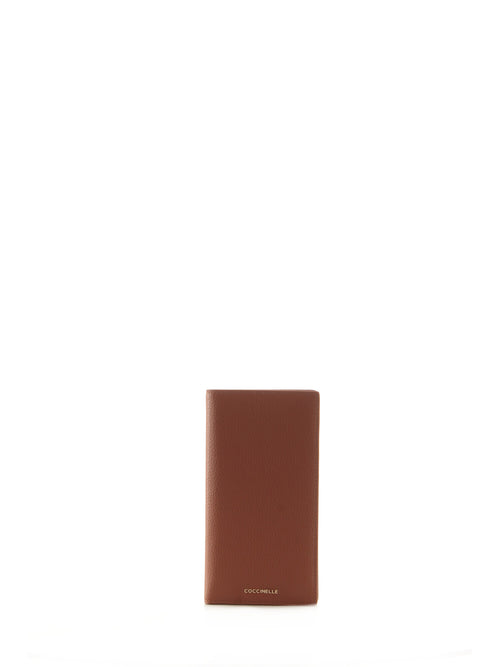 Coccinelle METALLIC SOFT portafoglio con porta documenti in pelle da donna cognac