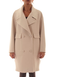 Guttha cappotto doppiopetto in panno double da donna bianco