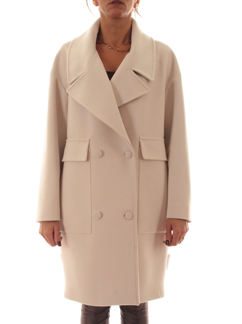 Guttha cappotto doppiopetto in panno double da donna bianco