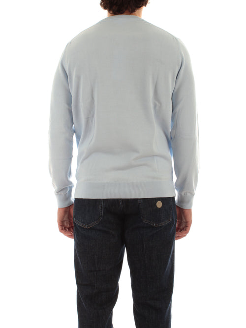 Lacoste pullover da uomo con collo rotondo in cotone organico azzurro