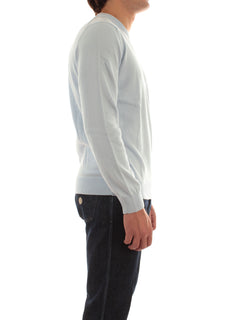 Lacoste pullover da uomo con collo rotondo in cotone organico azzurro