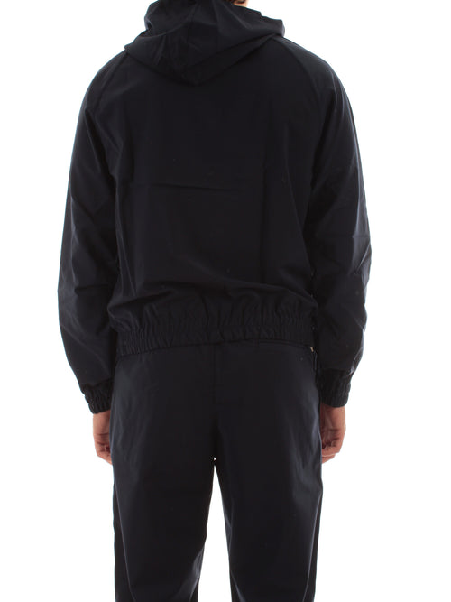 Lacoste giacca con cappuccio in flanella misto lana da uomo blu navy