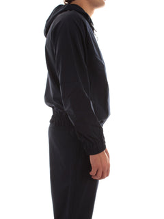 Lacoste giacca con cappuccio in flanella misto lana da uomo blu navy