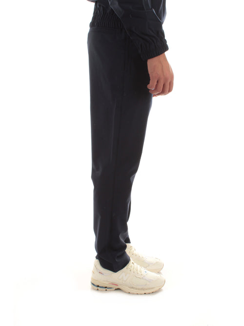 Lacoste pantaloni chino in flanella di lana da uomo blu navy