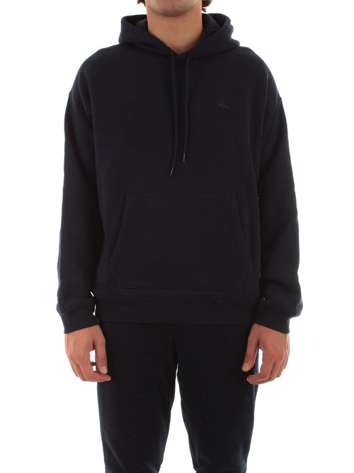 Lacoste felpa con cappuccio in tessuto pesante unisex blu navy