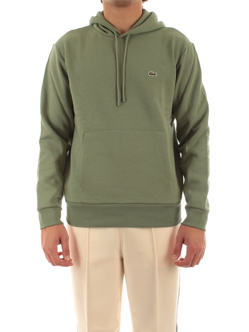 Lacoste felpa con cappuccio in pile da uomo verde