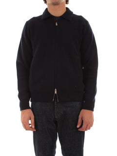 Lardini cardigan in maglia double da uomo blu