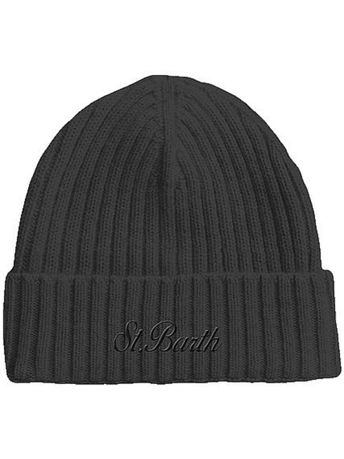 MC2 Saint Barth Wengen wool berretto con ricamo da uomo 00 BLACK