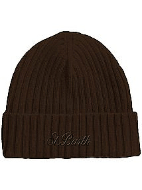 MC2 Saint Barth Wengen wool berretto con ricamo da uomo 18H DARK BROWN