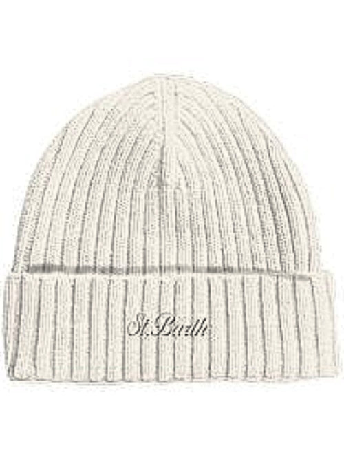 MC2 Saint Barth Wengen cashmere berretto con ricamo da uomo 10 OFF WHITE