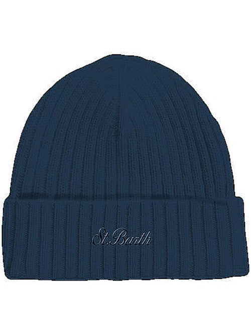MC2 Saint Barth Wengen cashmere berretto con ricamo da uomo 62 NIGHT BLUE