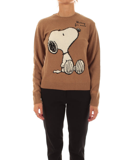 Mc2 Saint Barth New Queen maglia girocollo da donna SNOOPY WAITING SNOW 19 EMB