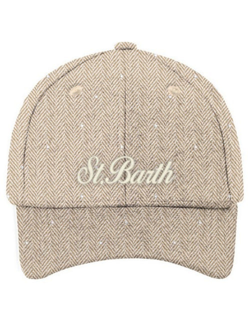 Mc2 Saint Barth BASEBALL WOOL cappello con visiera da donna HERRINGBONE 11 STRASS