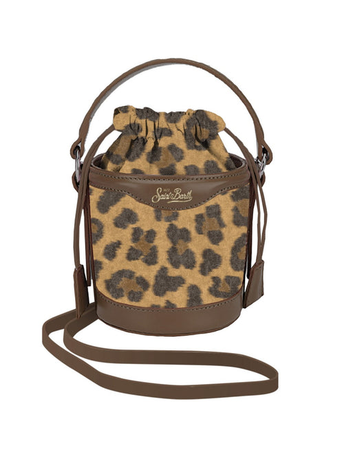 Mc2 Saint Barth Mila Felt borsa a secchiello da donna LEOPARD MIDI 18 EMB