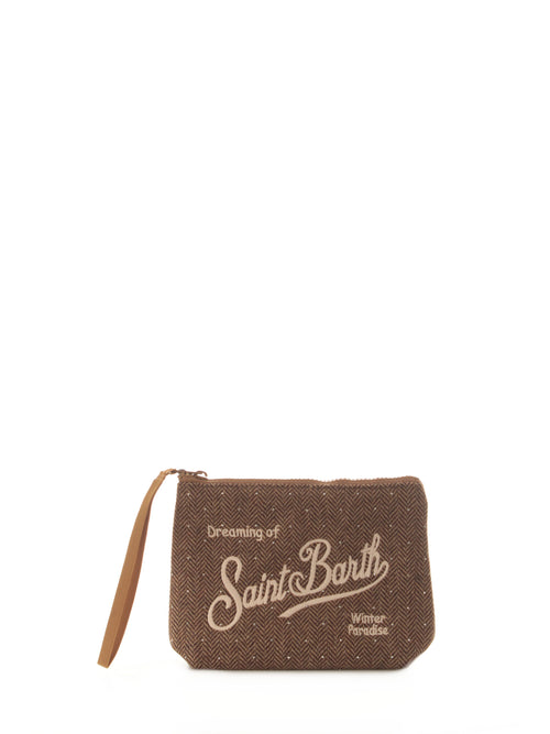 Mc2 Saint Barth Aline Wool pochette da donna HERRINGBONE 11 STRASS