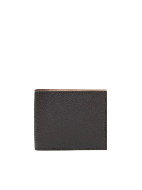 Orciani portafoglio Micron Bicolor in pelle con portamonete da uomo ebano