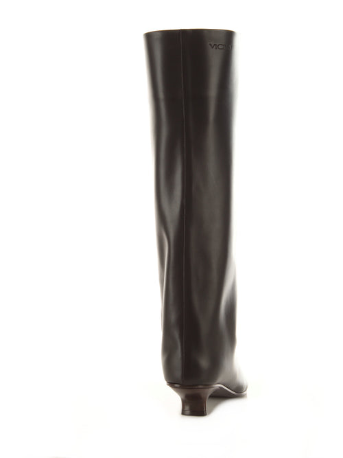 Vicini stivale in pelle nero da donna