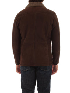 Barba cappotto in suede marrone da uomo