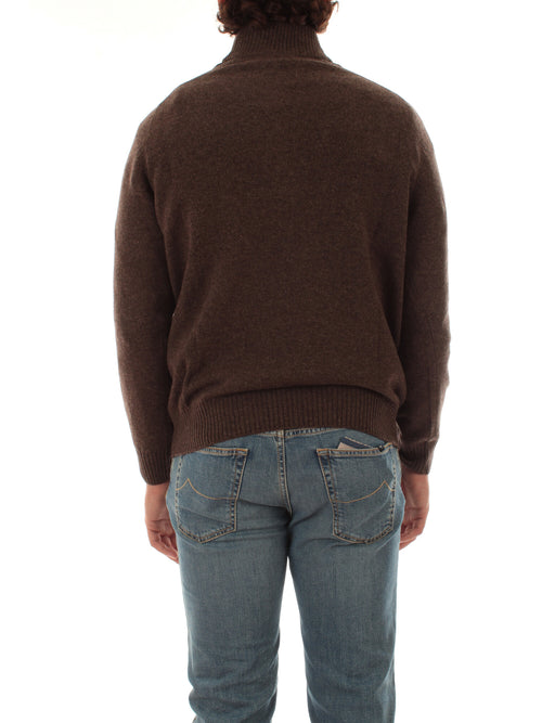 Barba maglia con bottoni da uomo marrone