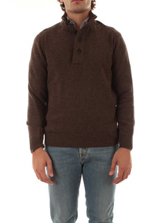 Barba maglia con bottoni da uomo marrone