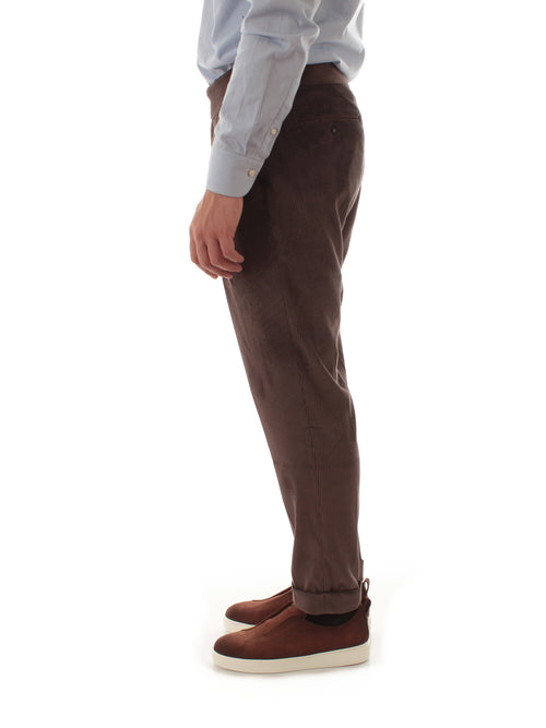 Michael Coal pantalone in velluto con doppia pence