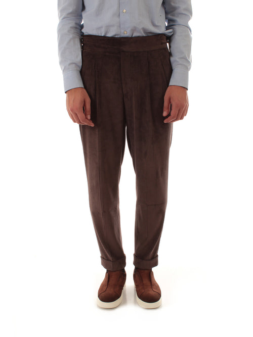 Michael Coal pantalone in velluto con doppia pence