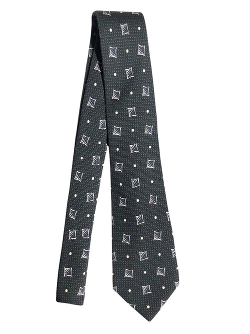 Kiton cravatta 7 pieghe in seta stampata verdone da uomo