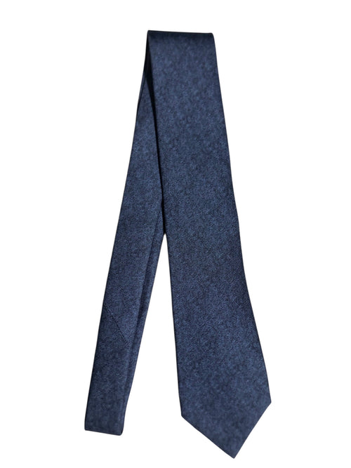 Kiton cravatta 7 pieghe in seta a tinta unita blu da uomo