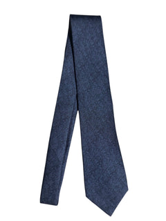Kiton cravatta 7 pieghe in seta a tinta unita blu da uomo