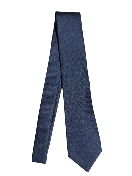 Kiton cravatta 7 pieghe in seta a tinta unita blu da uomo