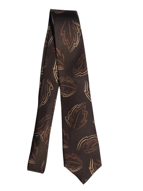 Kiton cravatta 7 pieghe in seta stampata da uomo marrone