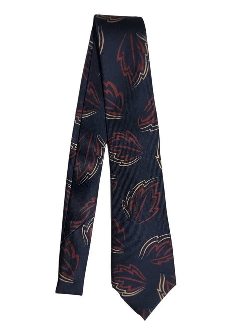 Kiton cravatta 7 pieghe in seta stampata navy blue da uomo