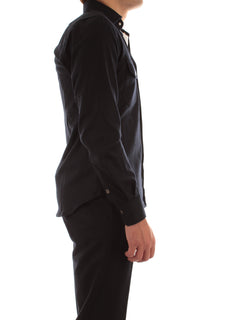 Kiton camicia in lana con tasche da uomo navy blue