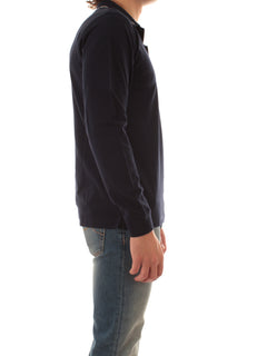 Sun 68 polo in piquet di cotone con logo da uomo navy blue