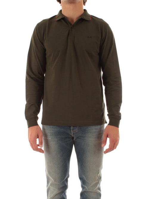 Sun 68 polo in piquet di cotone con logo da uomo militare scuro