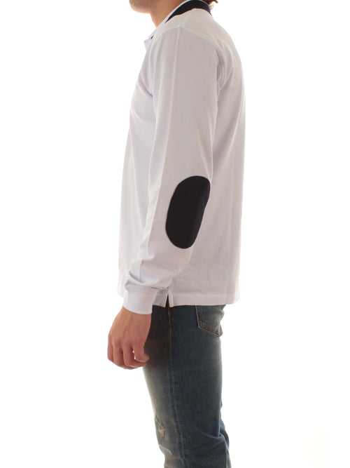 Sun 68 polo in piquet di cotone con con colletto a contrasto da uomo bianco