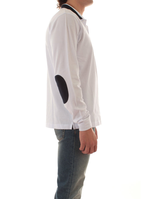 Sun 68 polo in piquet di cotone con con colletto a contrasto da uomo bianco