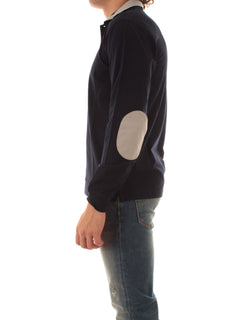 Sun 68 polo in piquet di cotone con con colletto a contrasto da uomo navy blue