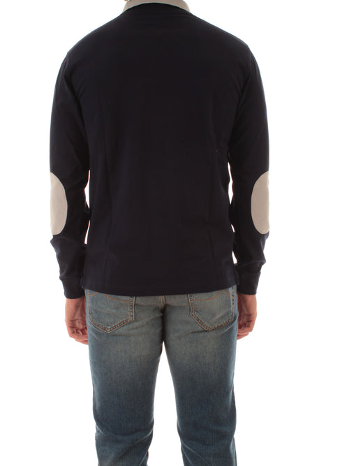 Sun 68 polo in piquet di cotone con con colletto a contrasto da uomo navy blue