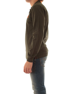 Sun 68 polo in cotone con logo fluo da uomo militare scuro