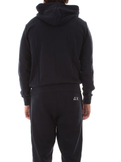 Sun 68 felpa in cotone con zip e cappuccio da uomo navy blue