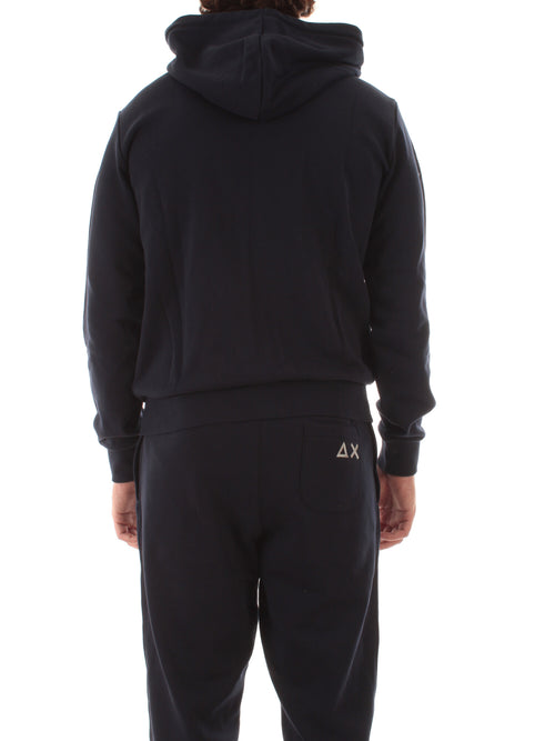 Sun 68 felpa in cotone con zip e cappuccio da uomo navy blue