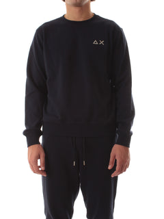 Sun 68 felpa girocollo in cotone da uomo navy blue