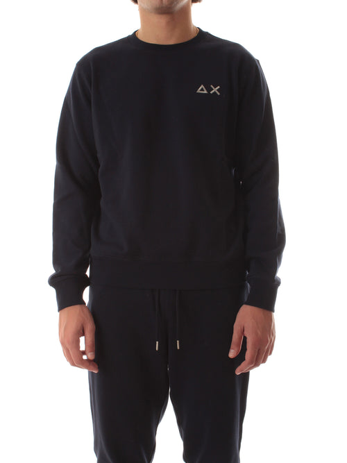 Sun 68 felpa girocollo in cotone da uomo navy blue