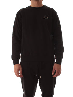 Sun 68 felpa girocollo in cotone da uomo nero