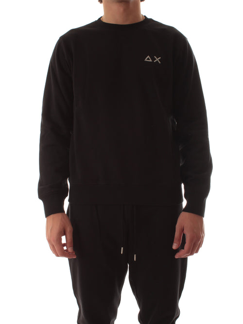 Sun 68 felpa girocollo in cotone da uomo nero