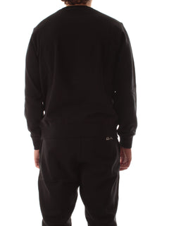 Sun 68 felpa girocollo in cotone da uomo nero